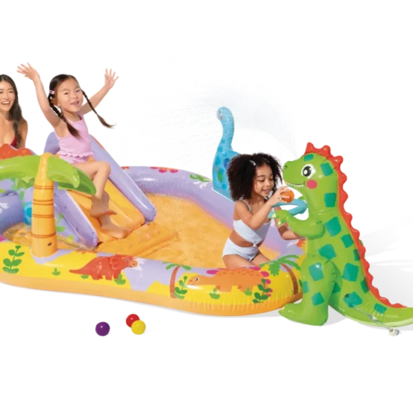 Intex Dino Park igraonica sa toboganom i prskalicom (201×157×69 cm) – detalj 2