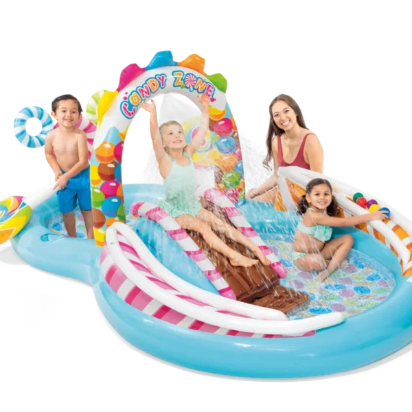 Intex Candy Zone igralište sa toboganom, lizalicama i prskalicom (295×191×130 cm) – detalj 2