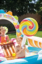 Intex Candy Zone igralište sa toboganom, lizalicama i prskalicom (295×191×130 cm) - Image 3