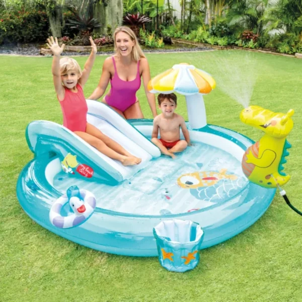 Intex Aligator igraonica sa toboganom i prskalicom (201×170×84 cm) – detalj 2