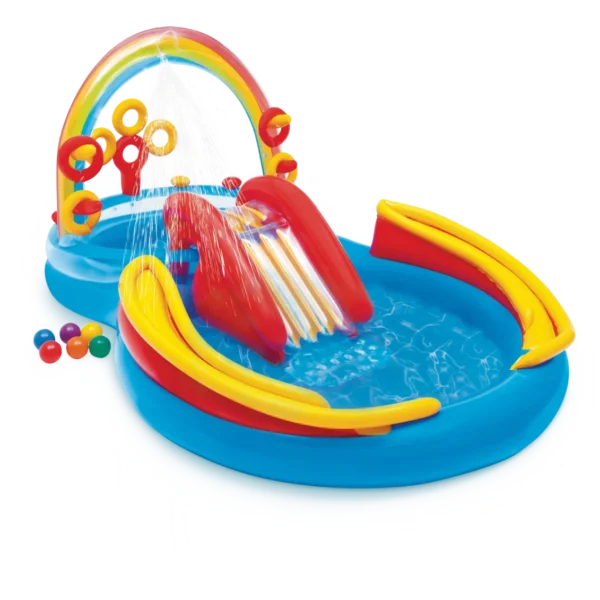 Intex Rainbow Ring igraonica sa toboganom i prskalicom (297×193×135 cm)