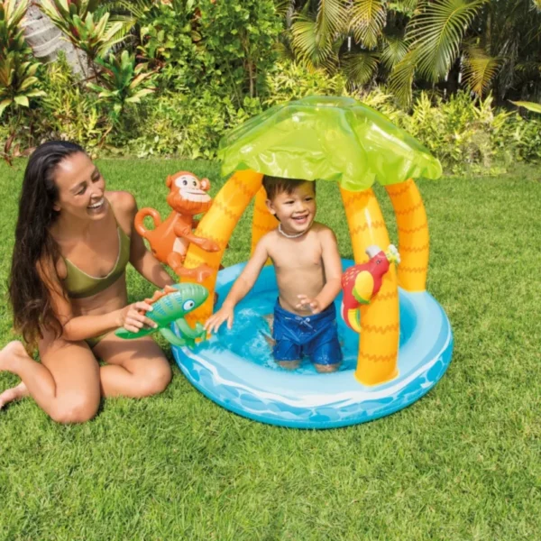 Intex Tropical Island bazen za bebe sa tendom i 3 igračke (102×102×86 cm) – detalj 2