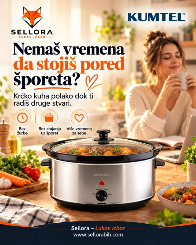 Kumtel Krčko 6,5 L krčka ručak dok ukućani rade druge stvari — sporo kuhanje bez stajanja uz šporet